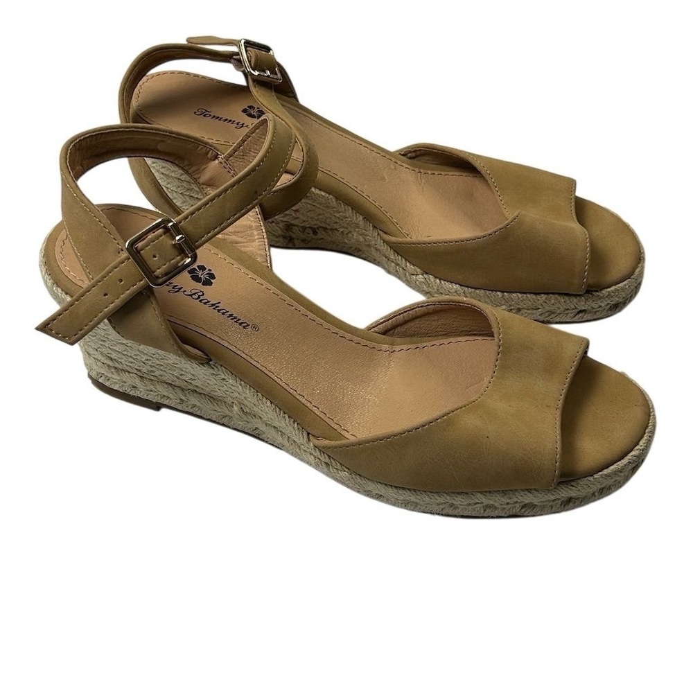 Tommy Bahama Caisy Tan Nubuck Wedge Espadrilles‎ Sandals Size 8.5
